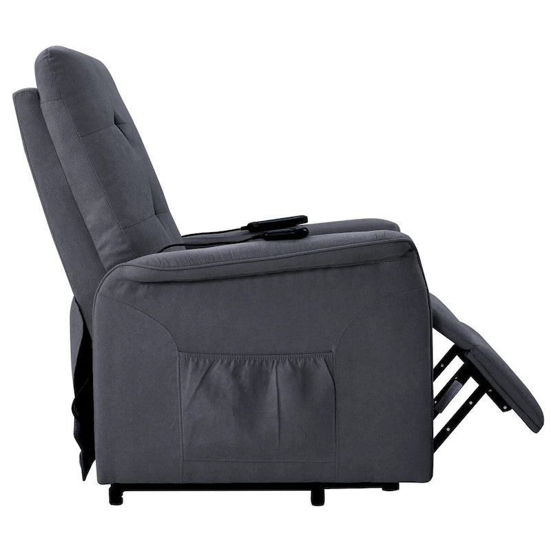 Fauteuil releveur massant inclinable, monoplace, gris clair / gris foncé