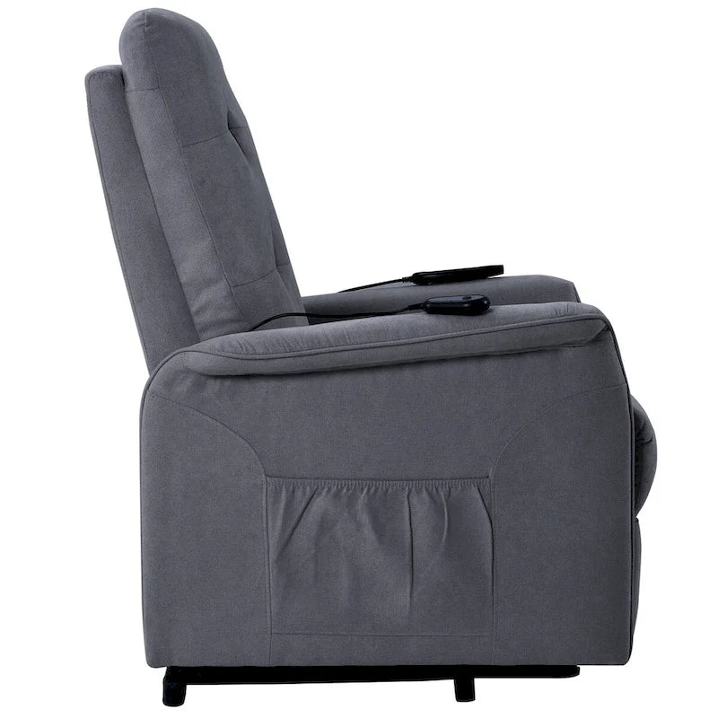 Fauteuil releveur massant inclinable, monoplace, gris clair / gris foncé