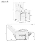 Fauteuil releveur massant inclinable, monoplace, gris clair / gris foncé