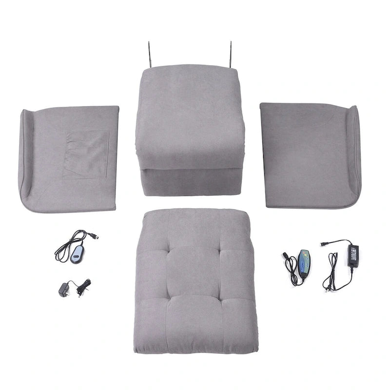 Fauteuil releveur massant inclinable, monoplace, gris clair / gris foncé