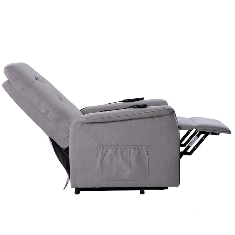 Fauteuil releveur massant inclinable, monoplace, gris clair / gris foncé
