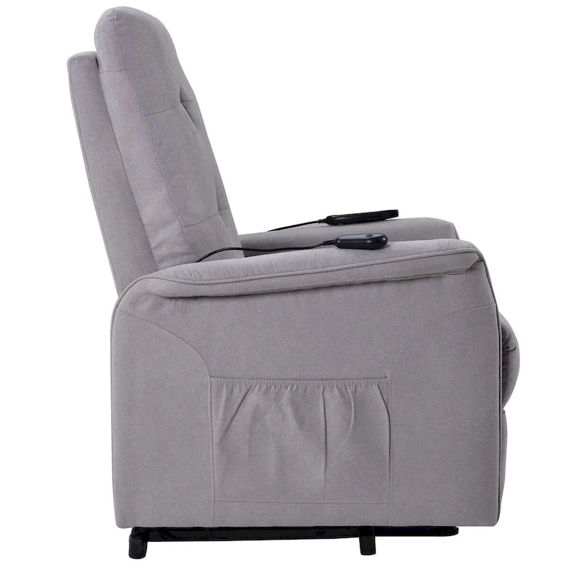 Fauteuil releveur massant inclinable, monoplace, gris clair / gris foncé