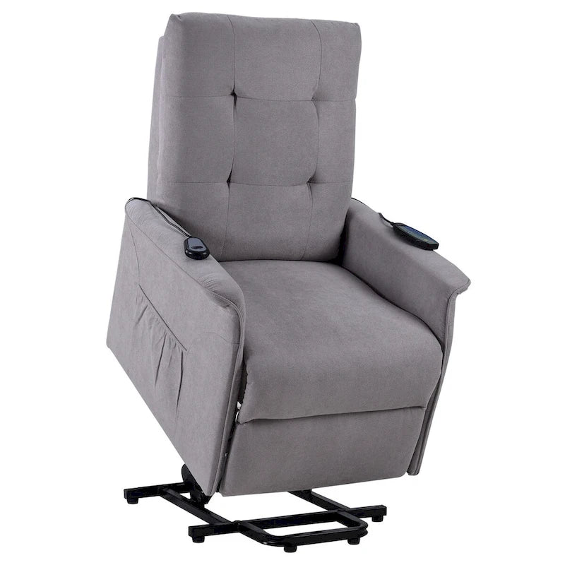 Fauteuil releveur massant inclinable, monoplace, gris clair / gris foncé