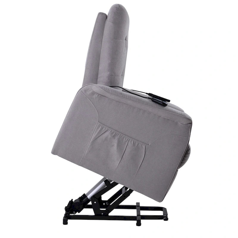 Fauteuil releveur massant inclinable, monoplace, gris clair / gris foncé
