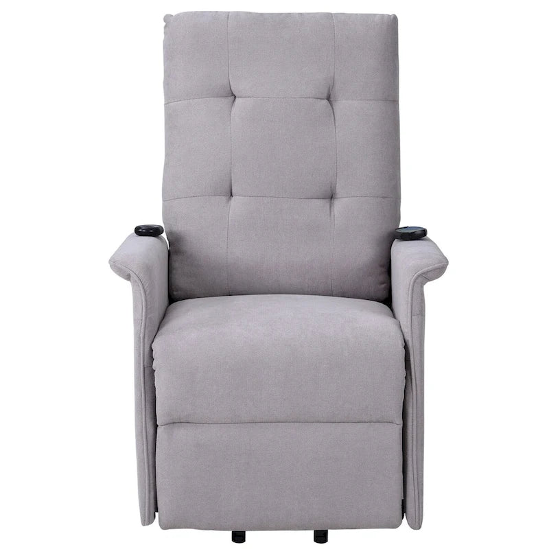 Fauteuil releveur massant inclinable, monoplace, gris clair / gris foncé
