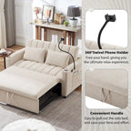 Canapé-lit convertible avec ports USB, poches latérales et support pivotant