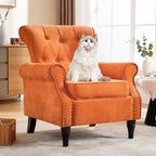 HOMYKA Fauteuil d'appoint capitonné floral avec accoudoirs roulés et garniture cloutée, lot de 2