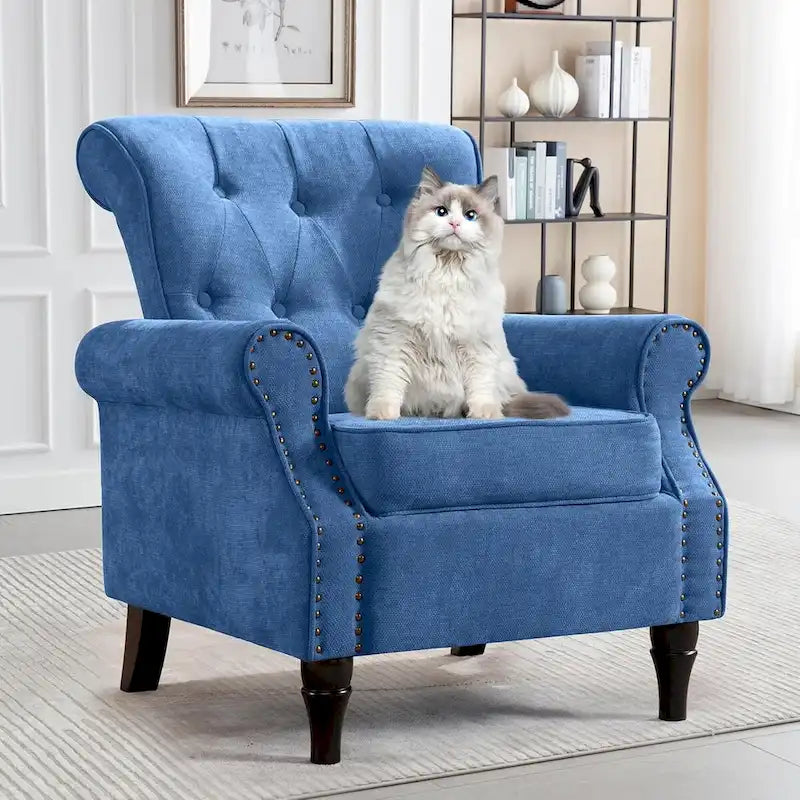 HOMYKA Fauteuil d'appoint capitonné floral avec accoudoirs roulés et garniture cloutée, lot de 2