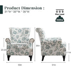 HOMYKA Fauteuil d'appoint capitonné floral avec accoudoirs roulés et garniture cloutée, lot de 2