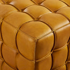 Pouf carré en cuir pleine fleur Art Leon