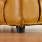 Pouf carré en cuir pleine fleur Art Leon