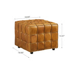 Pouf carré en cuir pleine fleur Art Leon