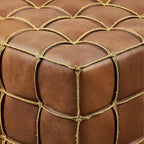 Pouf carré en cuir pleine fleur Art Leon