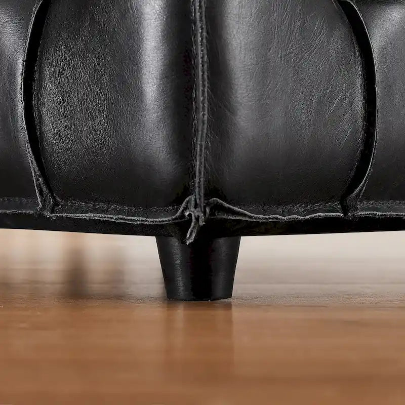 Pouf carré en cuir pleine fleur Art Leon
