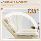 Fauteuil inclinable pivotant HOMCOM avec ottoman, cuir PU et repose-pieds avec base enveloppée, blanc crème