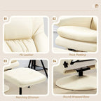 Fauteuil inclinable pivotant HOMCOM avec ottoman, cuir PU et repose-pieds avec base enveloppée, blanc crème
