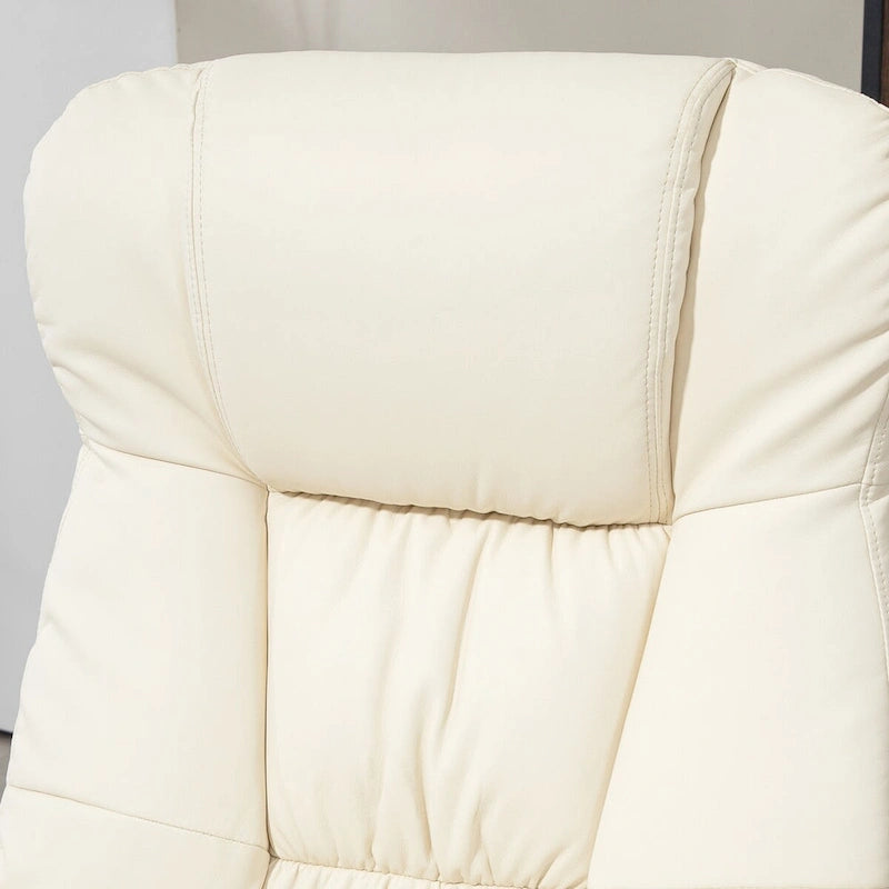 Fauteuil inclinable pivotant HOMCOM avec ottoman, cuir PU et repose-pieds avec base enveloppée, blanc crème