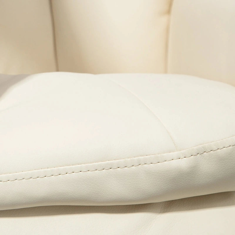 Fauteuil inclinable pivotant HOMCOM avec ottoman, cuir PU et repose-pieds avec base enveloppée, blanc crème