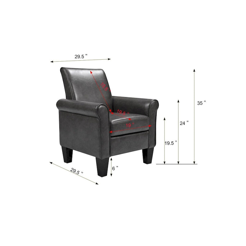 Fauteuil d'appoint moderne en cuir synthétique, lot de 1