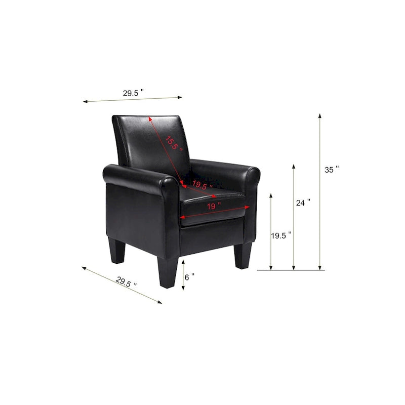 Fauteuil d'appoint moderne en cuir synthétique, lot de 1
