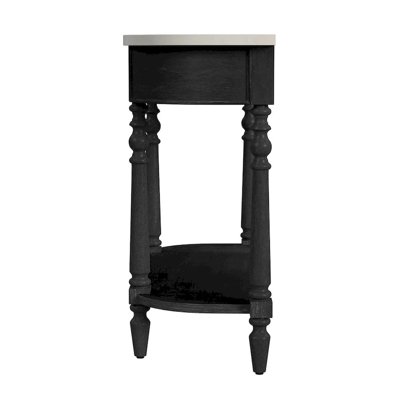 Console plateau marbre – Marron clair / Gris / Noir délavé, Demi-lune, Assemblage 1 personne