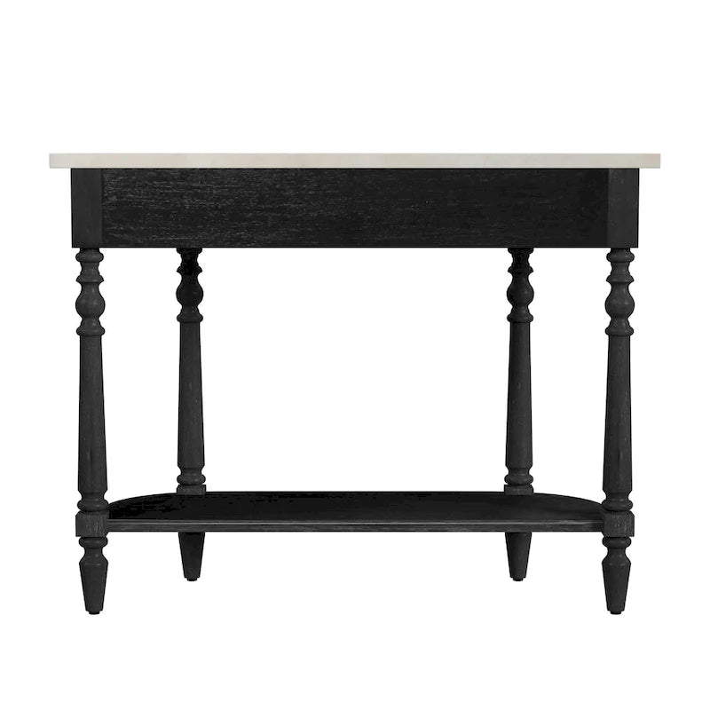 Console plateau marbre – Marron clair / Gris / Noir délavé, Demi-lune, Assemblage 1 personne