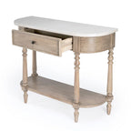Console plateau marbre – Marron clair / Gris / Noir délavé, Demi-lune, Assemblage 1 personne