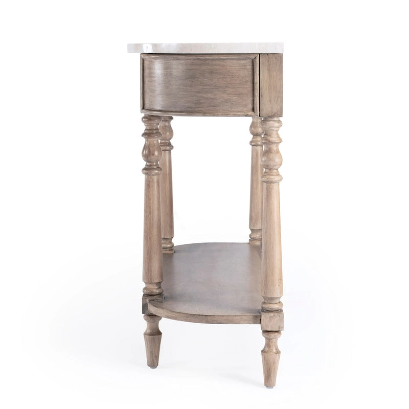Console plateau marbre – Marron clair / Gris / Noir délavé, Demi-lune, Assemblage 1 personne