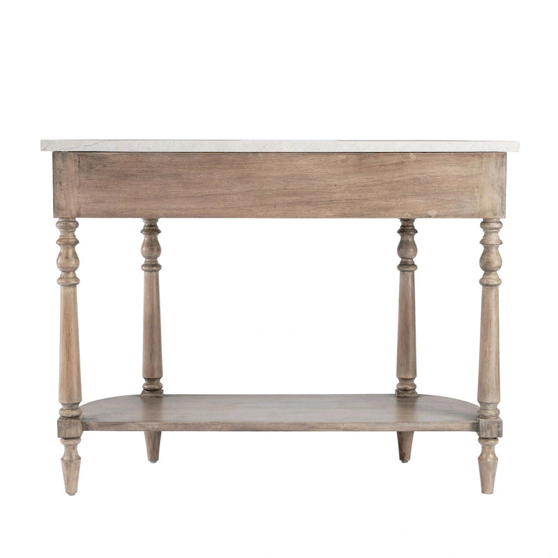 Console plateau marbre – Marron clair / Gris / Noir délavé, Demi-lune, Assemblage 1 personne