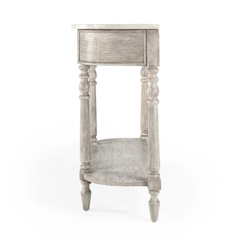 Console plateau marbre – Marron clair / Gris / Noir délavé, Demi-lune, Assemblage 1 personne