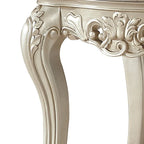Table d'appoint de style traditionnel avec plateau en marbre et gravures en polyrésine, doré