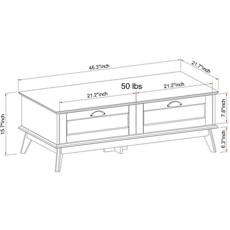 Table basse Caffoz Center avec deux tiroirs à extension complète
