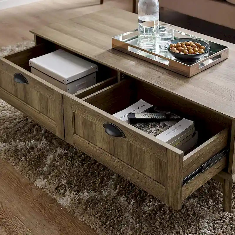 Table basse Caffoz Center avec deux tiroirs à extension complète