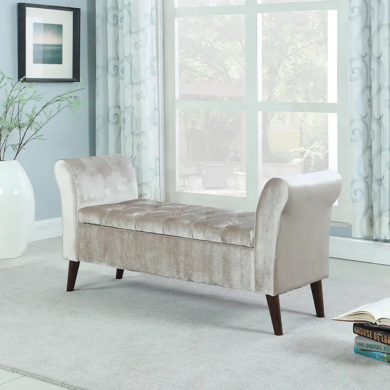 Banc de rangement capitonné Collette de 25 po avec accoudoir