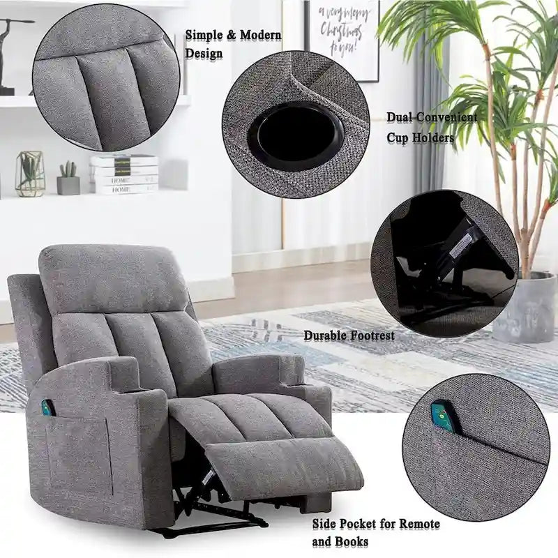 Fauteuil inclinable de massage Ebello avec chauffage, vibration et canapé manuel