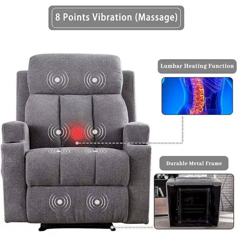 Fauteuil inclinable de massage Ebello avec chauffage, vibration et canapé manuel