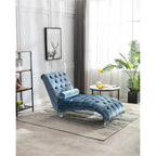 Canapé de loisir concubine avec pieds en acrylique, chaise longue traditionnelle en velours avec oreiller de soutien lombaire pour salon