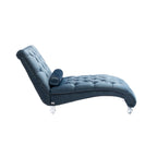 Canapé de loisir concubine avec pieds en acrylique, chaise longue traditionnelle en velours avec oreiller de soutien lombaire pour salon