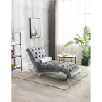 Canapé de loisir concubine avec pieds en acrylique, chaise longue traditionnelle en velours avec oreiller de soutien lombaire pour salon