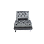 Canapé de loisir concubine avec pieds en acrylique, chaise longue traditionnelle en velours avec oreiller de soutien lombaire pour salon