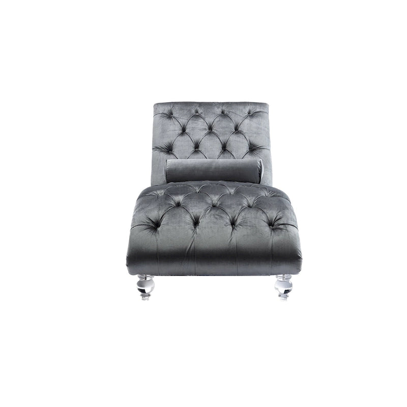 Canapé de loisir concubine avec pieds en acrylique, chaise longue traditionnelle en velours avec oreiller de soutien lombaire pour salon