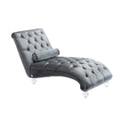 Canapé de loisir concubine avec pieds en acrylique, chaise longue traditionnelle en velours avec oreiller de soutien lombaire pour salon