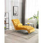 Canapé de loisir concubine avec pieds en acrylique, chaise longue traditionnelle en velours avec oreiller de soutien lombaire pour salon