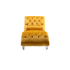 Canapé de loisir concubine avec pieds en acrylique, chaise longue traditionnelle en velours avec oreiller de soutien lombaire pour salon