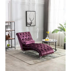 Canapé de loisir concubine avec pieds en acrylique, chaise longue traditionnelle en velours avec oreiller de soutien lombaire pour salon