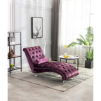 Canapé de loisir concubine avec pieds en acrylique, chaise longue traditionnelle en velours avec oreiller de soutien lombaire pour salon