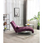 Canapé de loisir concubine avec pieds en acrylique, chaise longue traditionnelle en velours avec oreiller de soutien lombaire pour salon
