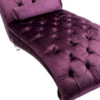 Canapé de loisir concubine avec pieds en acrylique, chaise longue traditionnelle en velours avec oreiller de soutien lombaire pour salon