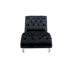 Canapé de loisir concubine avec pieds en acrylique, chaise longue traditionnelle en velours avec oreiller de soutien lombaire pour salon