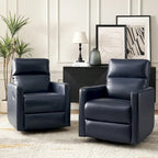 Ensemble de 2 fauteuils inclinables pivotants et à bascule Josefa Modern en cuir véritable par Hulala Home